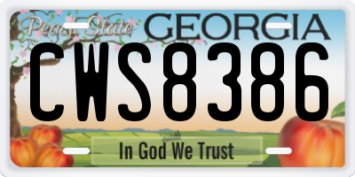 GA license plate CWS8386