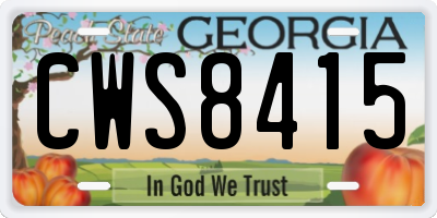 GA license plate CWS8415
