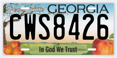 GA license plate CWS8426