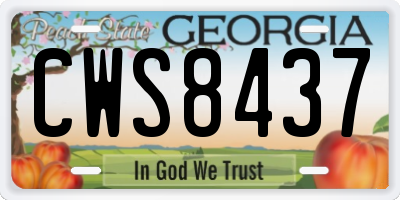 GA license plate CWS8437