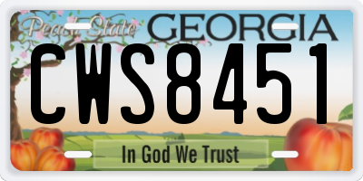 GA license plate CWS8451