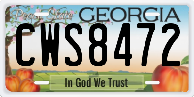 GA license plate CWS8472