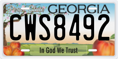 GA license plate CWS8492