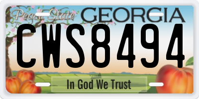 GA license plate CWS8494