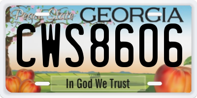 GA license plate CWS8606
