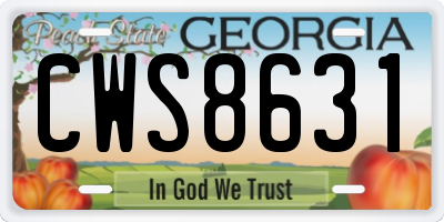 GA license plate CWS8631