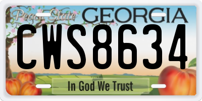 GA license plate CWS8634