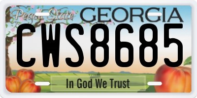 GA license plate CWS8685