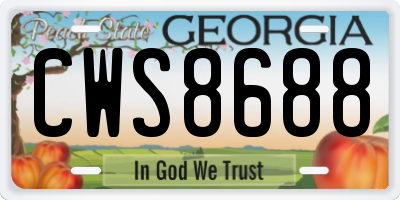 GA license plate CWS8688