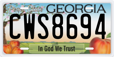 GA license plate CWS8694