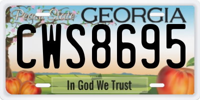 GA license plate CWS8695