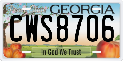 GA license plate CWS8706