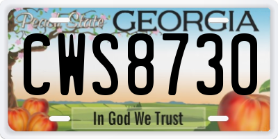 GA license plate CWS8730