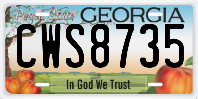 GA license plate CWS8735