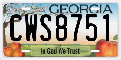 GA license plate CWS8751