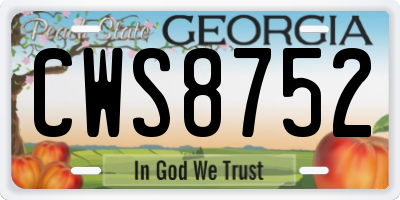 GA license plate CWS8752