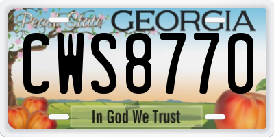 GA license plate CWS8770
