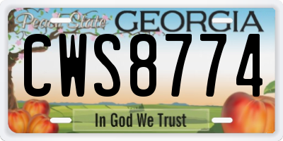 GA license plate CWS8774