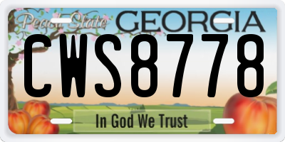 GA license plate CWS8778
