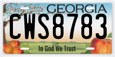 GA license plate CWS8783