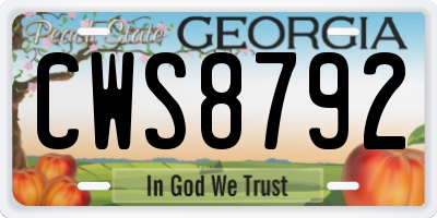 GA license plate CWS8792