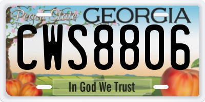 GA license plate CWS8806