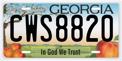 GA license plate CWS8820