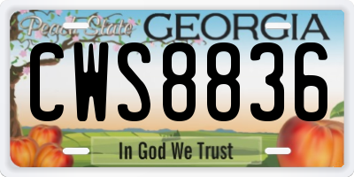 GA license plate CWS8836