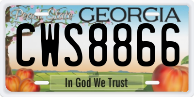 GA license plate CWS8866