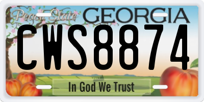 GA license plate CWS8874