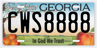 GA license plate CWS8888