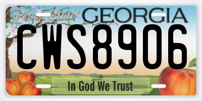 GA license plate CWS8906