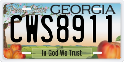 GA license plate CWS8911