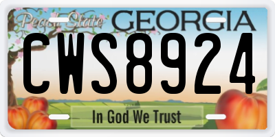 GA license plate CWS8924