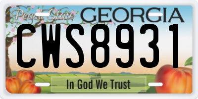 GA license plate CWS8931