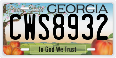 GA license plate CWS8932