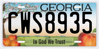 GA license plate CWS8935