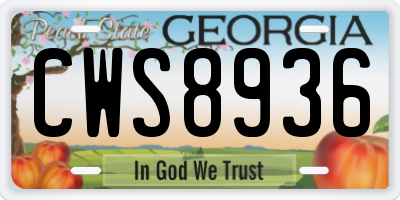 GA license plate CWS8936