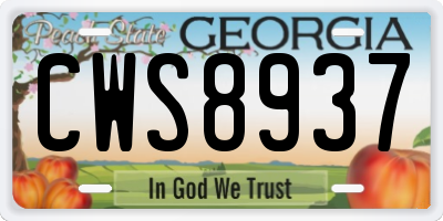 GA license plate CWS8937