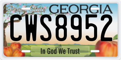 GA license plate CWS8952