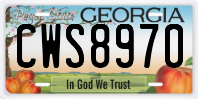 GA license plate CWS8970