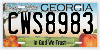 GA license plate CWS8983