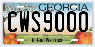 GA license plate CWS9000
