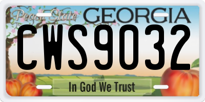 GA license plate CWS9032
