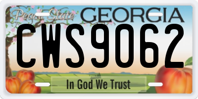 GA license plate CWS9062