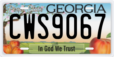 GA license plate CWS9067