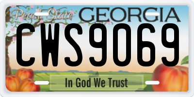 GA license plate CWS9069