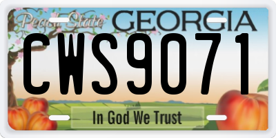 GA license plate CWS9071