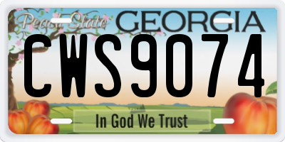 GA license plate CWS9074