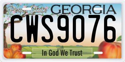 GA license plate CWS9076